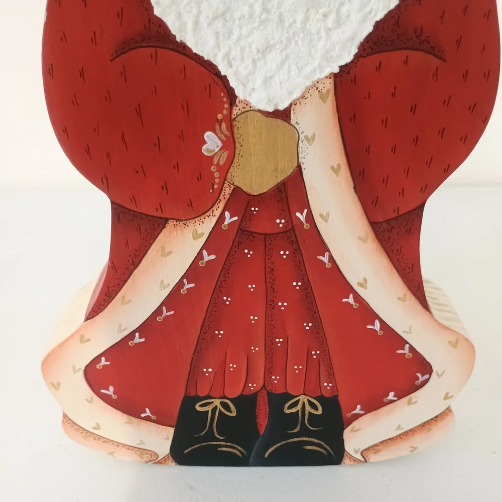 Vintage 1973 Hand Painted & Handmade Signed Wooden Santa Figure Rustic Folk Art - Picture 7 of 9